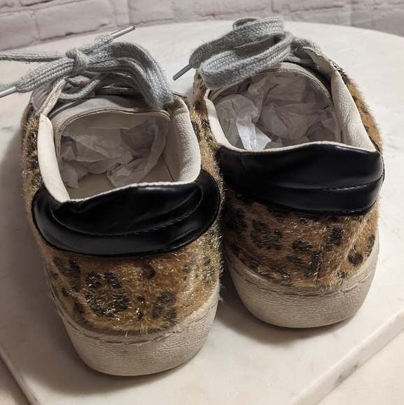 Sarabasic Collection Leopard Pony Fur White Suede Black Star Sneaker Euro 38 - Picture 6 of 15